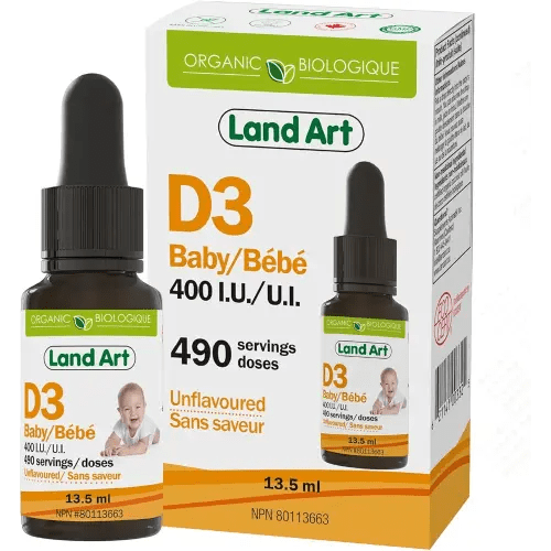 Vitamin D3 Drops for Babies - Certified Organic - Bone and Teeth Development - Easy Dosing - GMO-Free - Gluten-Free - Made in Canada - Supports Immune System - 400 IU per Drop - 490 Servings - 13.5ml