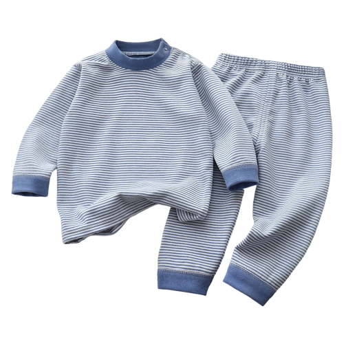 Fall Winter Thermal Toddlers Kids 2 Piece Outfit Striped Long Sleeve Crewneck Top Elastic Waisted Loose Fit Pants Home Wear Set Cozy Outfits 3-6 mos