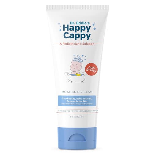Happy Cappy Moisturizing Cream - Baby Cream for Eczema-Prone Skin, Lotion for Infants, Kids, Pediatrician-Formulated, Gentle, Paraben Free, Hypoallergenic, Sulfate Free, Soothes Dry Skin - 6 fl oz