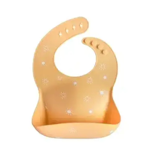 mushie Silicone Baby Bib | Adjustable Fit Waterproof Bibs (Sun Orange)