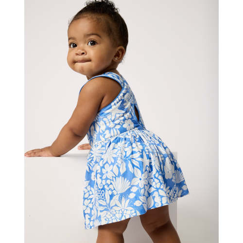 Azure Garden Cross Back Skater Dress
