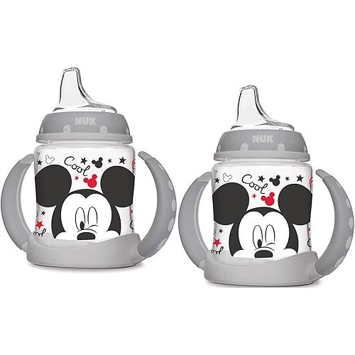 NUK Disney Learner Cup with Silicone Spout, Mickey Mouse, 5-Ounce, 2 Count (Disney Mickey)