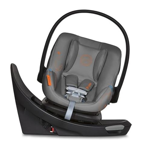 Cybex Aton G Swivel Infant Car Seat with 180-Degree Rotate, Linear Side-Impact Protection, 11-Position Headrest, SensorSafe & Safelock Base, Lava Grey