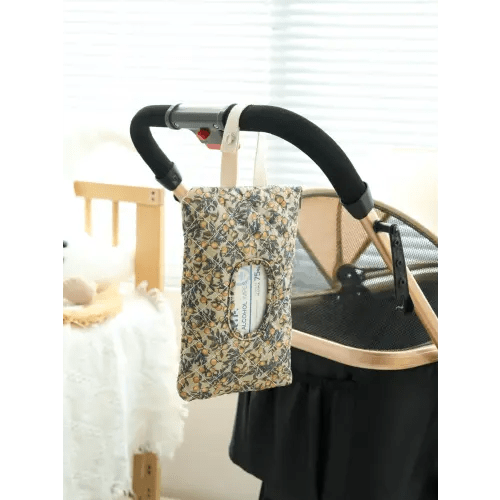1Pc Hanging Floral Wet Wipes Bag - Beige All Over PrintTextured Pattern Lightweight Portable Tissue & DiaperOrganizer for Strollers Travel Friendly Storage Pouch for DailyUse - TikTok Shop