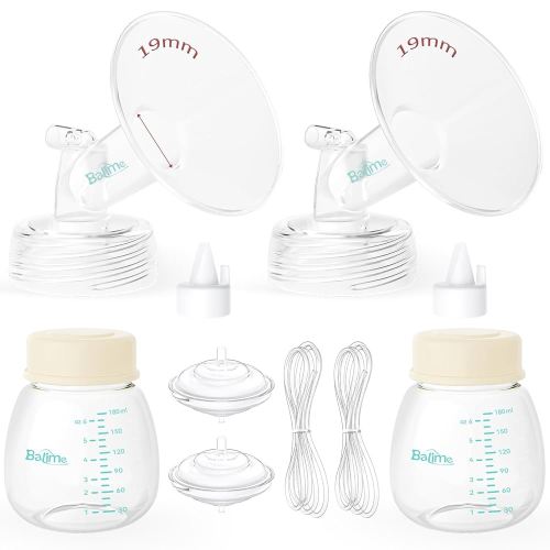 Breast Pump Parts Compatible with Spectra S1/S2/9 Plus, Not Original Accessories, Full Set Replacements Include 19mm Flanges, Valves, Backflow Protectors (Duckbills Included), Tubings and Bottles