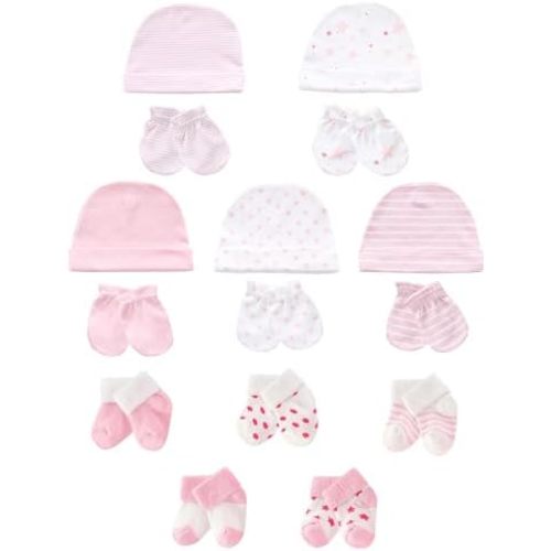 Baby Hats Mittens and Socks Set Soft Cotton Newborn Hat Glove for Boys Girls 0-6 Month