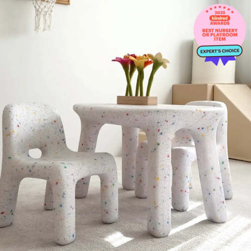 Confetti Children's Table + Chairs Bundle Set Saver in white fairy