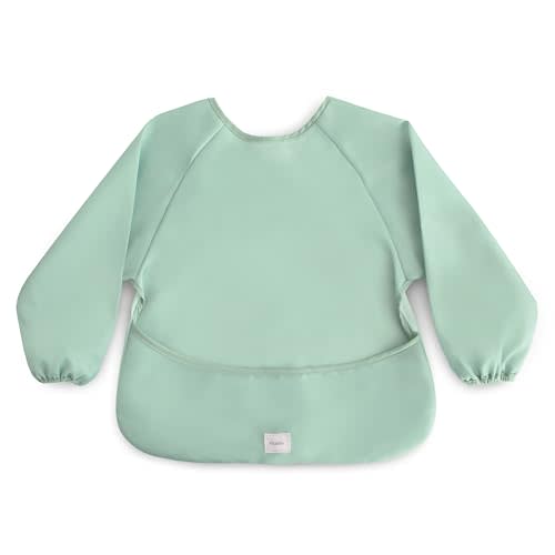 mushie Long Sleeve Baby Bib | Water Resistant Adjustable Fit for Ages 6-24 Months