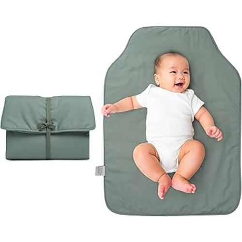 Natemia Baby Portable Diaper Changing Pad - Oeko-TEX Percale Cotton - Reusable Changing Pad for Baby - Flexible and Foldable for Travel - Machine Washable - Baby Essentials