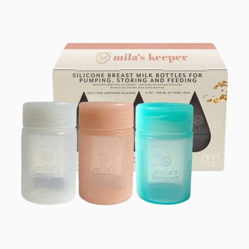 Mila's Keeper Silicone Breast Milk Storage Bottles - Multi Color, Wide, 3
