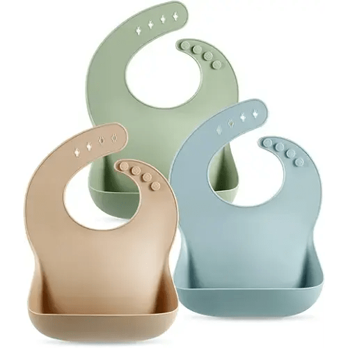 PandaEar Set of 3 Silicone Baby Bibs Waterproof, Soft, Unisex, 10-72 Months