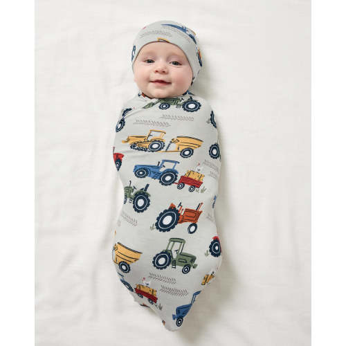 Tractor Tales Swaddle & Beanie Set | Little Sleepies