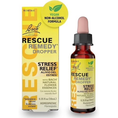 Bach Rescue Remedy Dropper 10mL, Natural Stress Relief, Homeopathic Flower Essence, Vegan, Gluten & Sugar-Free, Non-Habit Forming (Non-Alcohol Formula)