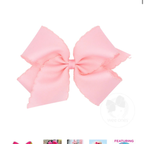King Grosgrain Hair Bow with Matching Moonstitch Edge