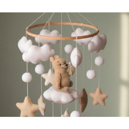 Classic Pooh Baby Mobile, Vintage Winnie the Pooh mobile, Hundred Acre Wood Crib Mobile, Pooh Bear, Neutral Baby Gift, Old School Pooh décor
