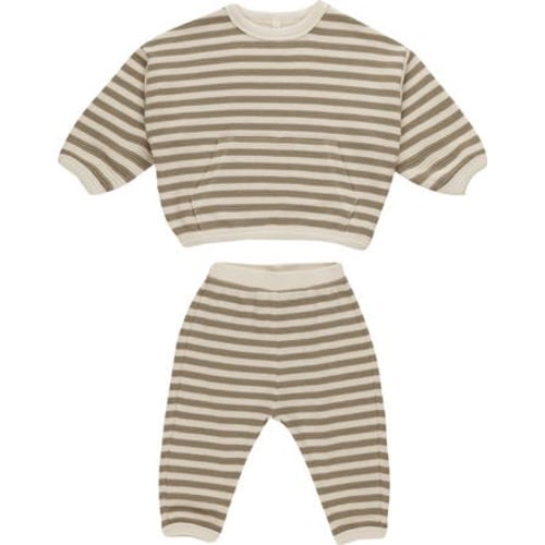 Olive Stripe Waffle Knit Shirt & Pants