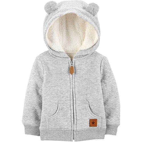Simple Joys by Carter's Unisex Babies' Hooded Sweater Jacket with Sherpa Lining - 6-9 Months - Grey
