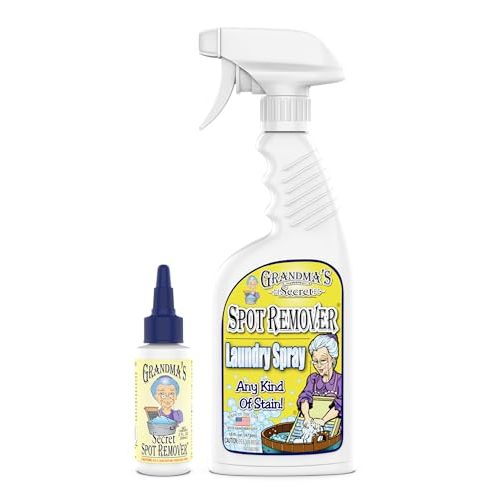 Grandma's Secret Spot Remover Laundry Spray - Chlorine, Bleach and Toxin-Free for Clothes - Fabric Stain Remover Removes Oil, Paint, Blood and Pet Stains - 16 oz & 2 oz Combo, DuoPack