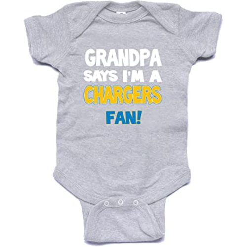 NanyCrafts Baby's My Grandpa Says I'm a Chargers Fan Bodysuit, Baby Chargers Fan