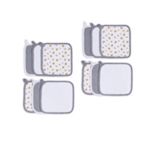 Small Story Organic Cotton Washcloth (6 Pack) - Gray Bees, 12