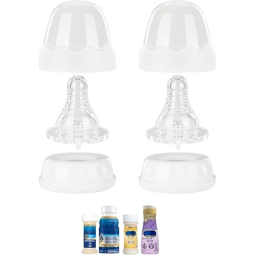 Ready-to-Use Reusable Nipples for Similac 360 Total Care & Enfamil Ready-to-Feed Bottles and Most Standard Neck Bottles, Slow Flow, Anti-Colic Silicone Nipple with Collar Rings & Dome Caps, 2-Pack