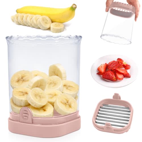 Fruit Slicer Cup: Strawberry Slicer, Strawberries Cutter Cup, Speed Cutter for Banana Grape Egg Kitchen Portable Slicing Tool(Pink)