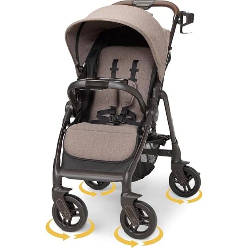 Graco Merge 360 Baby Stroller - Front and Rear 360-Degree Rotating Wheels Infant Stroller for Easy Gliding and Tight Turns, Quick 1-Button Push Folding Stroller, Great Gift for New Parents