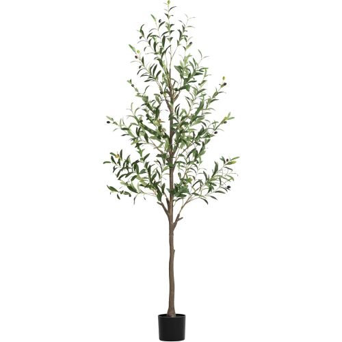 Olive Tree Artificial Indoor, 6 FT Faux Olive Trees with Planter, Fake Tall Plants with Natural Trunk and Lifelike Fruits for Home Office Decor(1, 6FT)