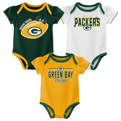 NFL Green Bay Packers Girls' White 3pk Bodysuit