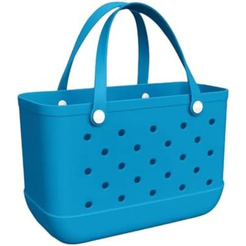 Rubber Beach Tote Bag, Waterproof Washable Open Rubber Beach Bags for Sports Beach Market Pool