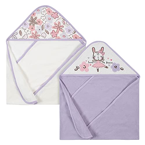 Gerber Baby 2-Pack Hooded Towels, Bunny Purple, 26"x 30"