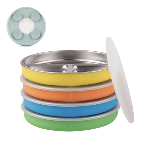 7.8" Stainless Steel Divided Plates with Suction Sleeve