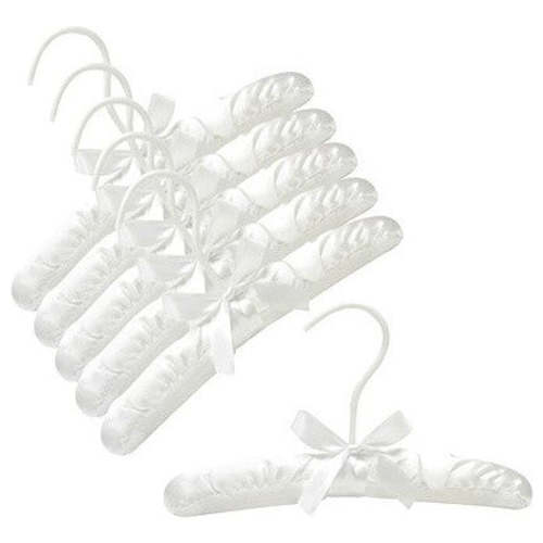 10" Baby Satin Padded Hangers, White, Set of 6