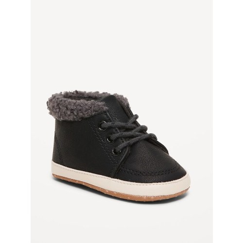 Faux-Leather Sherpa Booties for Baby
