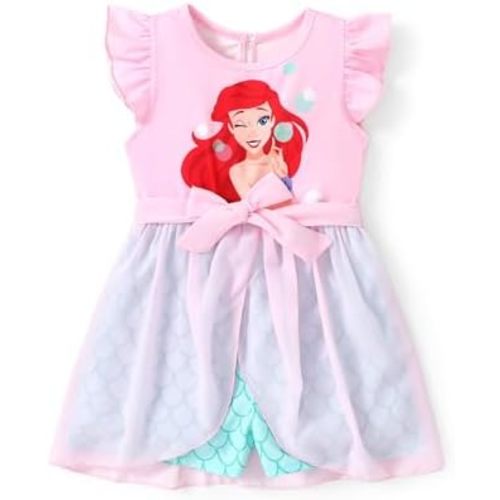 Disney Princess Frozen Elsa Minnie Mouse Stitch Toddler Girl Romper With Skirt Overlay Summer Jumpsuit with Bow 2-6 Years