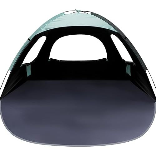 WhiteFang Beach Tent Anti-UV Portable Sun Shade Shelter for 3/4/6/8 Person, Extendable Floor with 3 Ventilating Mesh Windows Plus Carrying Bag, Stakes and Guy Lines
