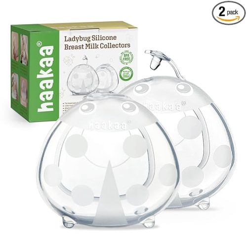 haakaa Ladybug Milk Collectors Breastmilk Catcher Wearable Nursing Cups for Breastfeeding Moms to Collect Leaky Breast Milk, Protect Sore Nipples, Made of Soft Food Grade Silicone(1.4oz/40ml,2PCS)