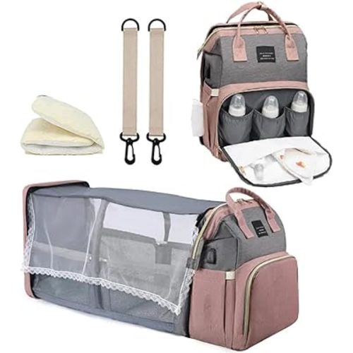 Baby Diaper Bag Backpack with Changing Station, USB Charging Port, Waterproof, Insulated Pacifier Case, Large Capacity, Multifunctional Travel Backpack for Moms & Dads, Newborn Essentials