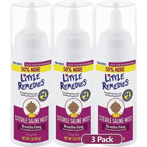 Little Remedies Sterile Saline Nasal Mist | Safe for Newborns | 2 FL OZ | 3 Pack