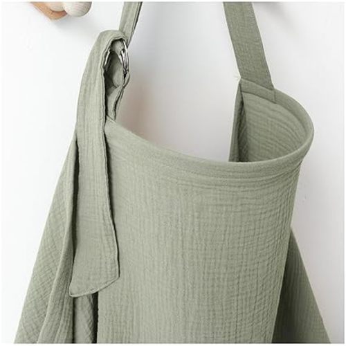 MairMore Muslin Nursing Covers for Breastfeeding, Privacy Breast Feeding Cover with Arch Neckline for Mom and Baby, Breathable 100% Cotton Nursing Apron Multi-use Stroller Cover