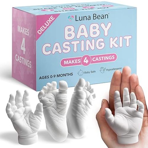 Luna Bean Baby Footprint and Hand Casting Kit (4 Pack) Personalized Baby Gifts for New Mom - Infant Newborn Foot Handprint Keepsake Mom to Be Gift