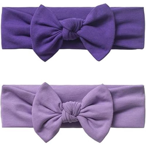 Baby Girl Headbands-Infant,Toddler Cotton Handmade Hairbands with Bows Child Hair Accessories (2, Purple-Lavender, 3-36 Month)