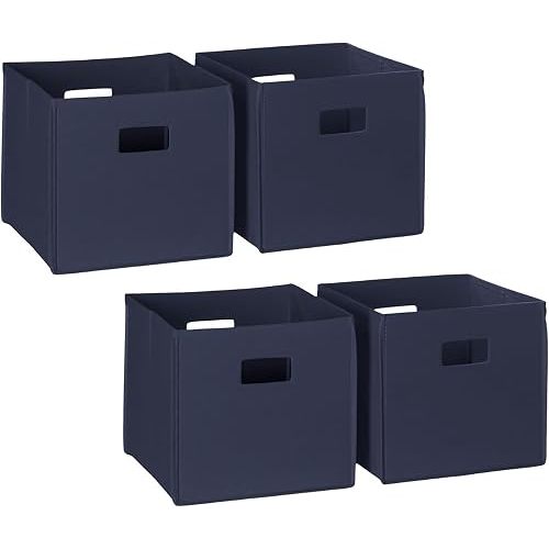 RiverRidge Folding Storage Bins - 4-pack of 10in Tall Navy Cubes