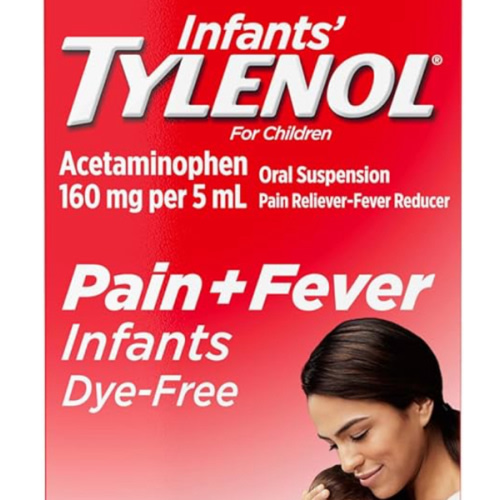 Infants' Tylenol Liquid Pain Relief and Fever Medicine, Oral Suspension, Dye-Free Acetaminophen for Sore Throat, Headache & Teething, Fever Reducer for Kids; Cherry Flavor, 2 fl. oz.; Pack of 1