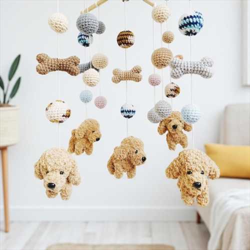 Goldendoodle Crochet Baby Mobile, Dog baby mobile, Nursery decor,Dog crochet mobile, Puppy baby mobile, Baby Shower Gift