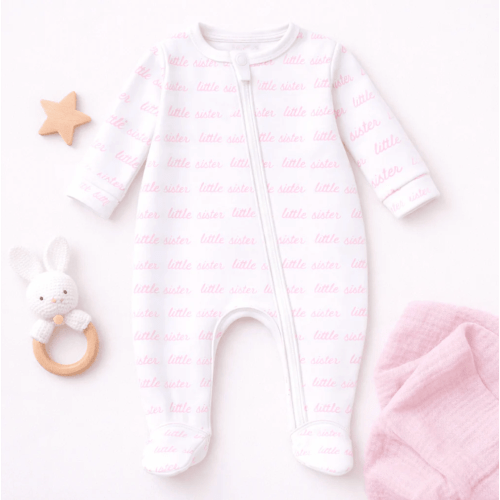 Little Sister Printed Zipper Footie