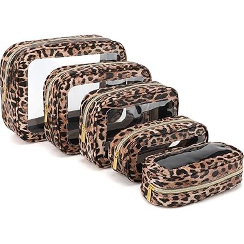 YOPCDJ 5PCS Diaper Bag Organizer Pouch, Clear TPU Waterproof Organizer Zipper Bags, Cosmetic Bag Set, TSA Approved Toiletry Bags, Travel Organizer Bag for Kids and Women