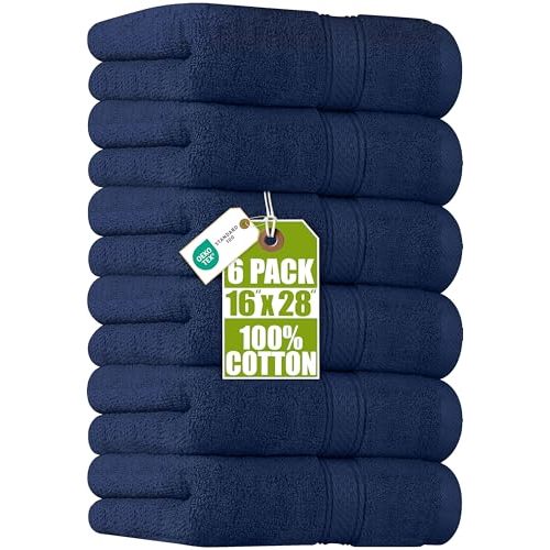 Utopia Towels [6 Pack Premium Hand Towels Set, (16 x 28 inches) 100% Ring Spun Cotton, Ultra Soft and Highly Absorbent 600GSM Towels for Bathroom, Gym, Shower, Hotel, and Spa (Navy Blue)