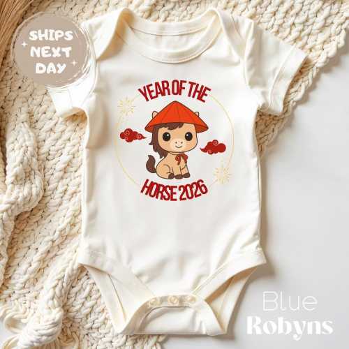 Year of The Horse 2026 Baby Bodysuit, Cute Horse Baby Gift, Chinese Baby Outfit, Lunar New Year, Happy New Year 2026, Vietnamese Tet Tshirt
