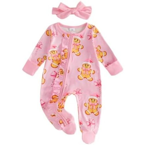 Kuriozud Newborn Baby Girl Clothes Footie Romper Infant Sleeper Outfit